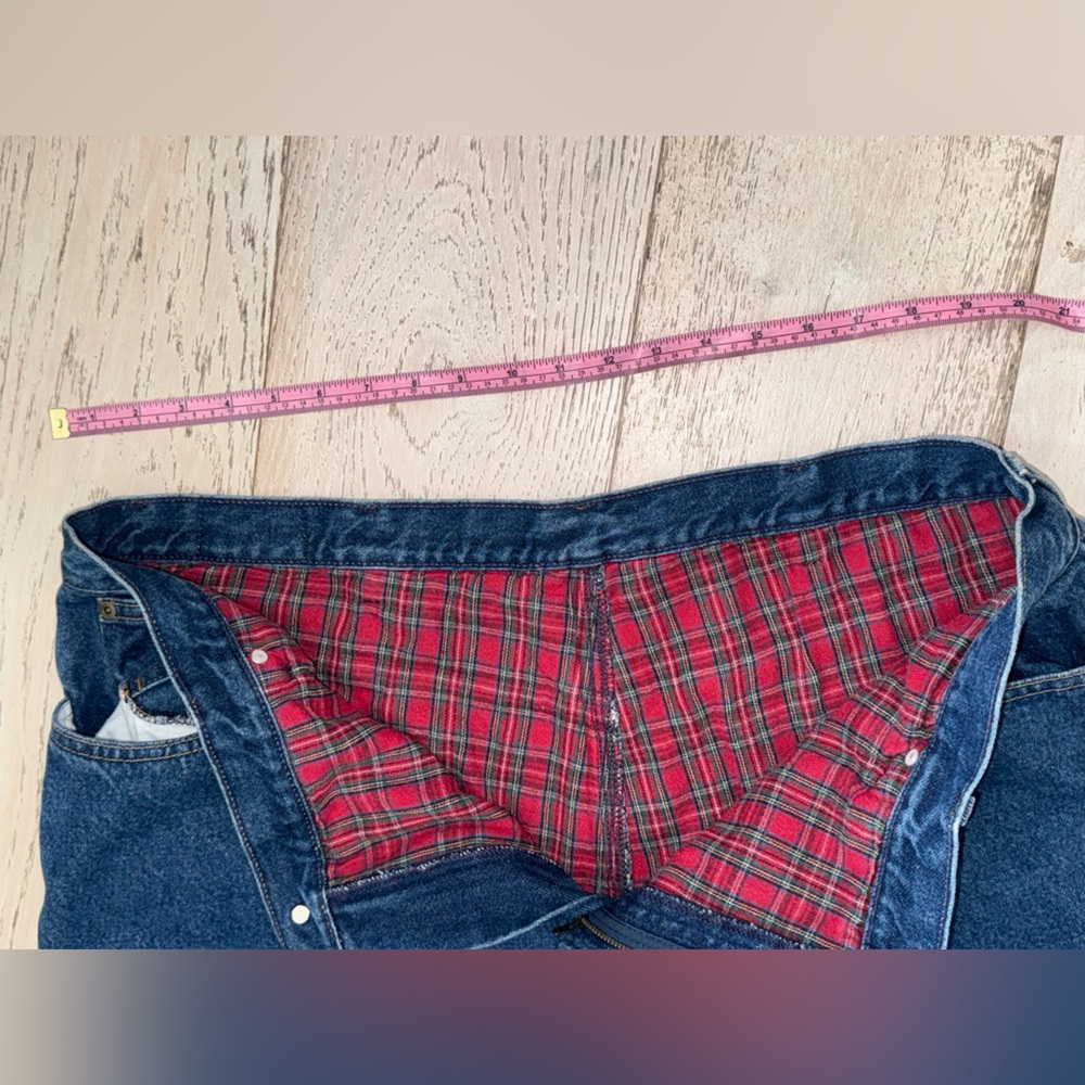 Vintage LL Bean flannel plaid lined high rise mom jeans dark wash insulated 22W - Picture 9 of 9